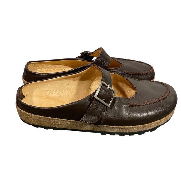 Haflinger mary Jane slip on clog shoes brown leather women’s 37 minimalist - Picture 4 of 14
